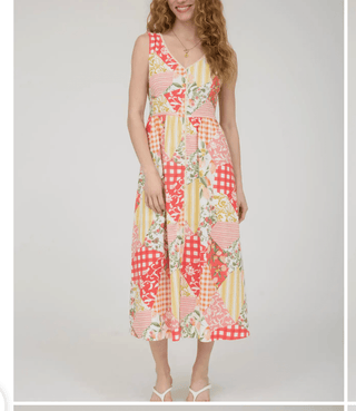 Sleeveless Multi-Pattern Patchwork Maxi Dress