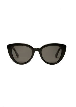 Black cat-eye sunglasses on a white background with 'Spring Collection' text above.