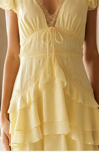 Sun-Drenched Lace Tiered Midi Dress