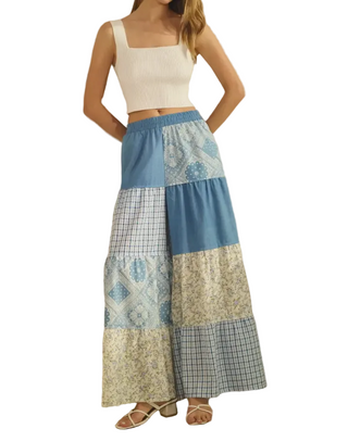 Patchwork Tiered Maxi Pant