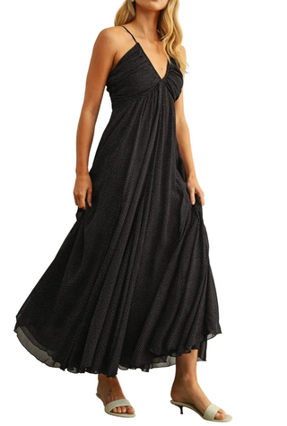 Mini Polka Dot  Chiffon Maxi Dress