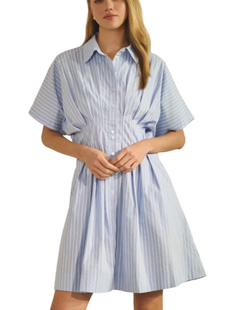 Short Sleeve Button Front Mini Dress