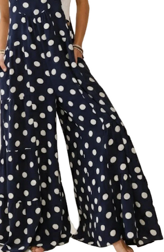 Polka Dot Jumpsuit - Navy