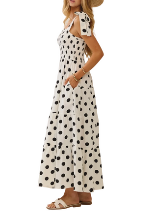 Polka Dot Maxi Dress - White