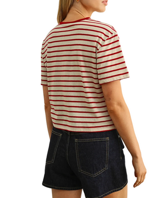 Essential Striped Boxy Tee in Red