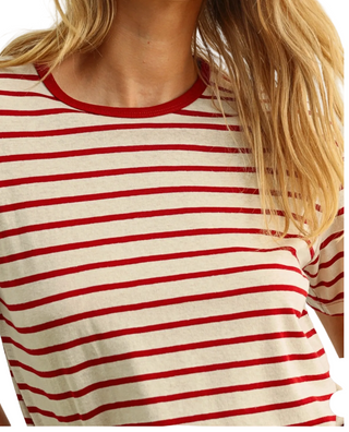 Essential Striped Boxy Tee in Red