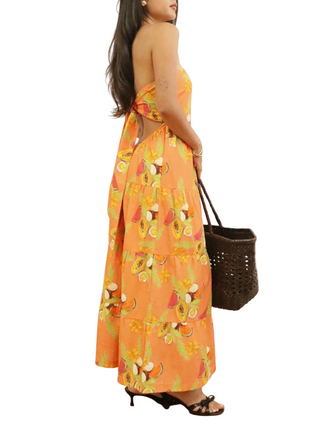 Tropic Bloom Papaya Maxi Dress