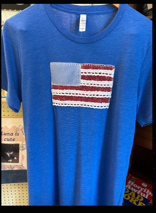 American Flag Patchwork T-shirt Small