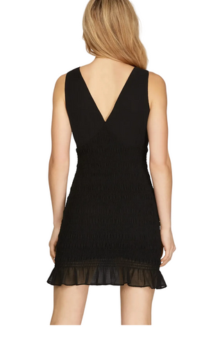 mini black smock dress boohoo Women's Petite Tie Shoulder Mini Smock Dress in Black | Size: 6