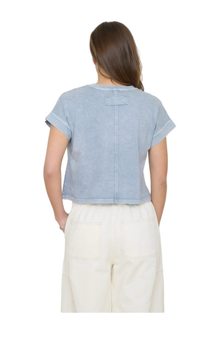 Short Sleeve Knit Top - Slate Blue