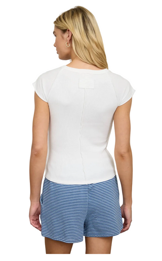Raglan Exposed Seam Knit Top - white