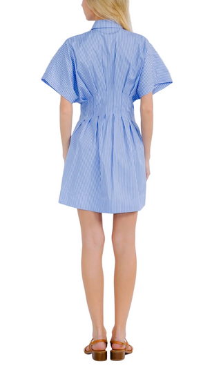 Striped Shirt Dress - Blue