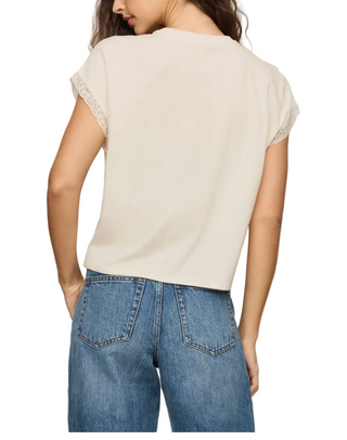 Z Supply Marika Lace Trim Tee- Cloud