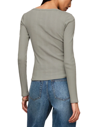 Z Supply Tops Audri Pointelle Henley Top- Aqua