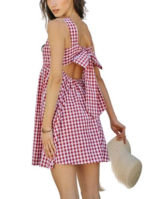 Gingham Lace Trim Dress