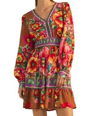 Floral Border Printed Mini Dress