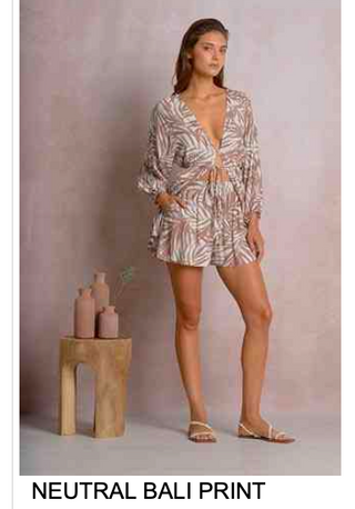 Elan Palm Print Drawstring Shorts
