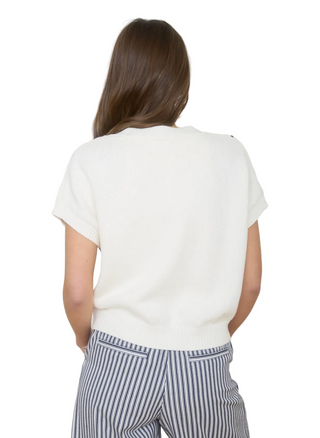 Marine Motif Short Sleeve Knit Cardigan