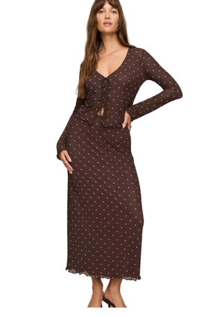 Z Supply Amara Polka Dot Mesh Top Dark Chocolate