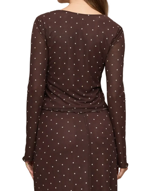 Z Supply Amara Polka Dot Mesh Top Dark Chocolate
