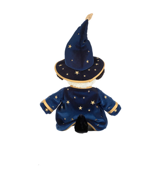 A plush puppy dressed as a wizard, shown from the back on a white background with product text below reading 'Rufferty Puppy 'Wizard'' and a price of $70.00 USD.