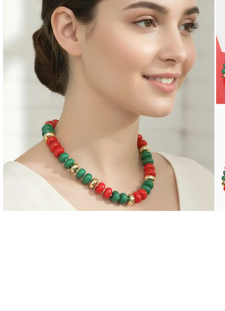 Christmas Chunky Resin Disc Beaded Necklace