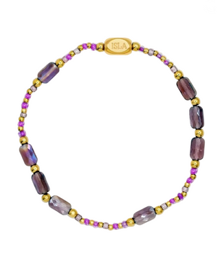 ISLA Violet Big Sur Beaded Stretch Bracelet in Gold