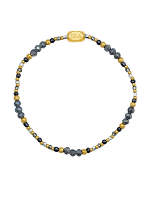 ISLA Stormy Riviera Beaded Stretch Bracelet in Gold