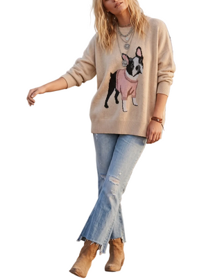 Mockneck French Bulldog Oversized Sweater