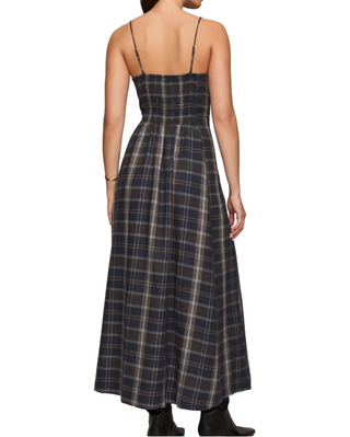 a woman wearing Z a  Supply Evermore Plaid Flannel Midi Dress