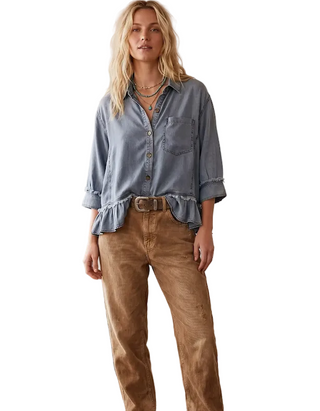 Tencel Ruffle Hem Shirt