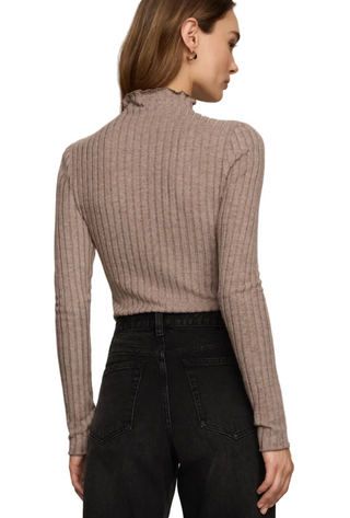 Z Supply Hattie Silky Rib Mock Neck Top Heather Ash
