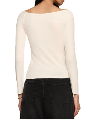 a woman wearing a cream Z Supply Sabrina Top - Sandstone