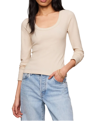 Z Supply Greyson Scoop Long Sleeve Tee Frosted Pearl
