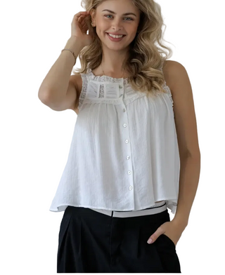 Lace Trim Flowy Tank Top