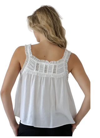 Lace Trim Flowy Tank Top