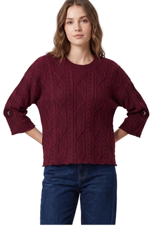 Wine Cable Sweater