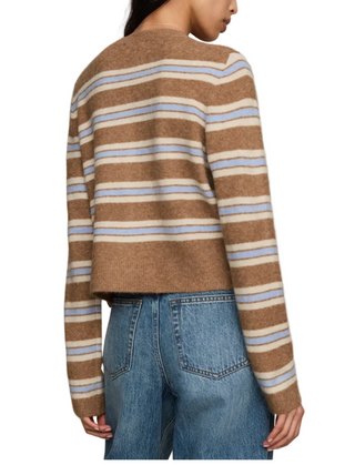 a woman wearing Z Supply Medina Cozy Stripe - Golden Caramel
