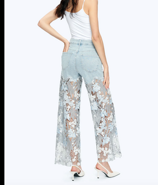 High Rise Sparkle Lace Jeans Lesley Blue