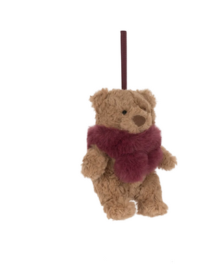 Jellycat Bartholomew Bear Jr. Winter Warmer Decoration - Burgundy Scarf