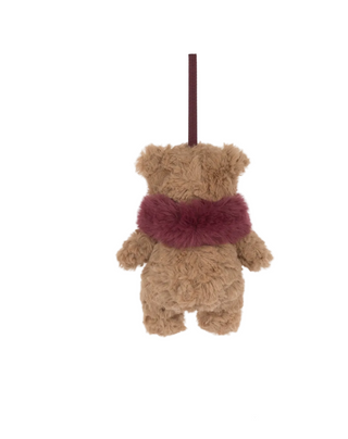 Jellycat Bartholomew Bear Jr. Winter Warmer Decoration - Burgundy Scarf