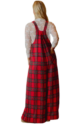 Christmas Red Plaid Overalls