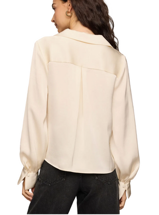 a woman wearing Z Supply Late Night Luxe Button Up - Sandstone