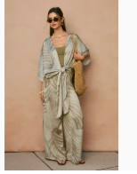 Tropical Kimono Duster - Sandstone