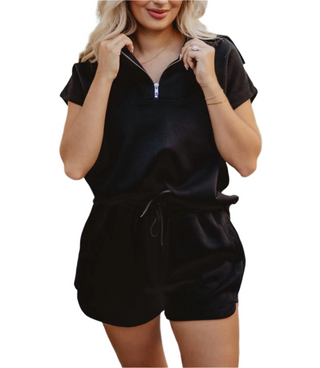 Scuba Drawstring Waist Shorts Black