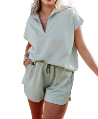 Scuba Drawstring Waist Shorts Seafoam