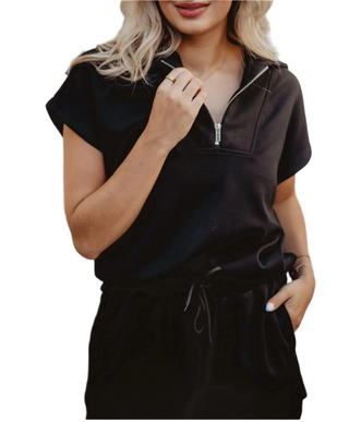 Scuba Quarter Zip Top Black