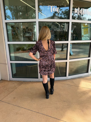 Short Sleeve Mini Dress Pink back
