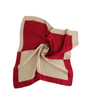 Silky Red Color Blocked Scarf