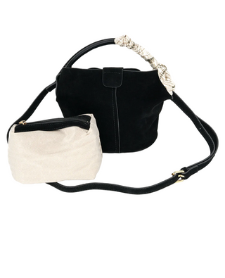 BC Bag Small Faux Suede Bucket Black